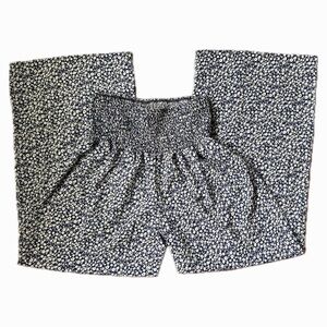 SHEIN Blue and White Floral Wide Leg Pants